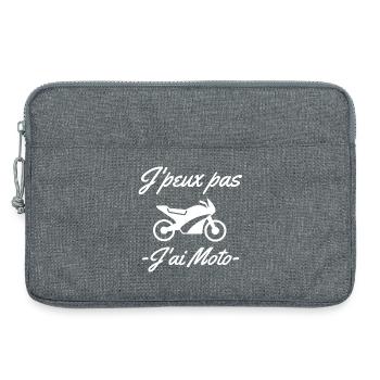 moto, motard, fan de moto - Sacoche pour ordinateur portable 13 pouces - gris chiné - Devant