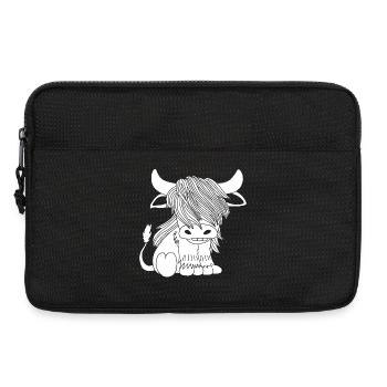Vache blanche à poil long - Sacoche pour ordinateur portable 13 pouces - noir - Devant