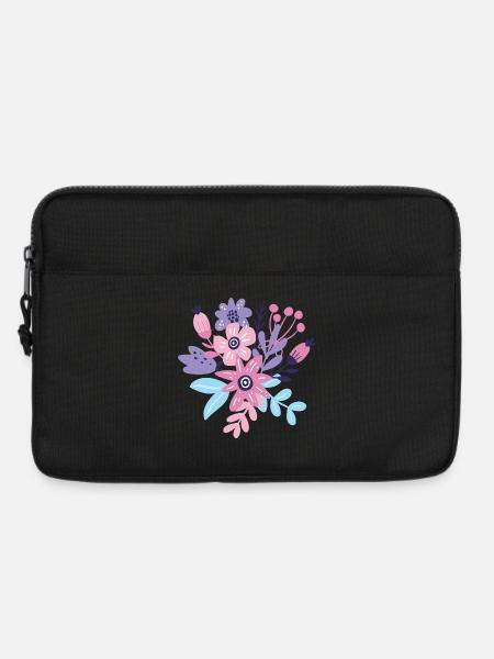 Pastellfarbene Blumenexplosion - Laptoptasche 13" - Schwarz
