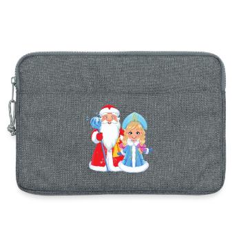 Ded Moroz Snegourotchka, Père Noël russe - Sacoche pour ordinateur portable 13 pouces - gris chiné - Devant