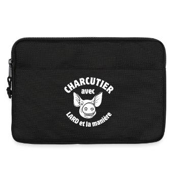 cochon, charcutier, jambon - Sacoche pour ordinateur portable 13 pouces - noir - Devant