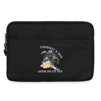 Eishockey & Bier, darum bin ich hier - Laptoptasche 13" - Schwarz - Vorne
