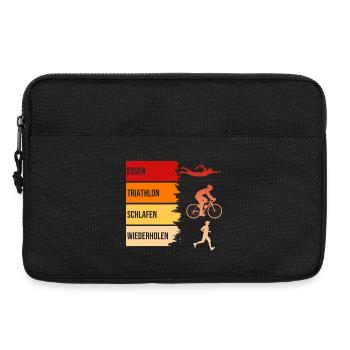 Essen, Triathlon, Schlafen, Wiederholen - Laptoptasche 13" - Schwarz - Vorne