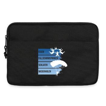 Essen - Fallschirmspringen - Schlafen -Wiederholen - Laptoptasche 13" - Schwarz - Vorne