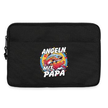 Angeln mit Papa. Buntes Angelmotiv - Laptoptasche 13" - Schwarz - Vorne