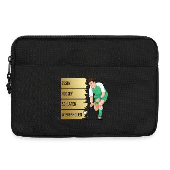 Essen - Hockey - Schlafen - Wiederholen - Laptoptasche 13" - Schwarz - Vorne