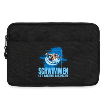 Schwimmen ist meine Medizin - Laptoptasche 13" - Schwarz - Vorne