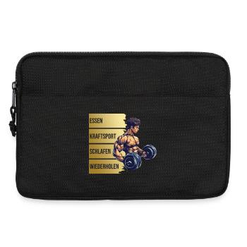 Essen - Kraftsport - Schlafen - Wiederholen - Laptoptasche 13" - Schwarz - Vorne