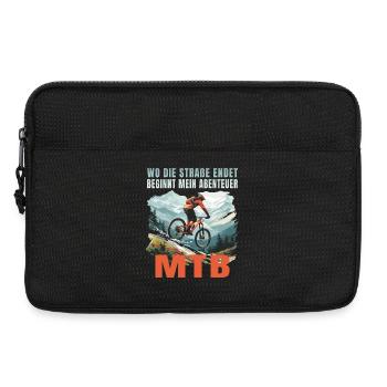 MTB: Wo die Straße endet beginnt mein Abenteuer - Laptoptasche 13" - Schwarz - Vorne