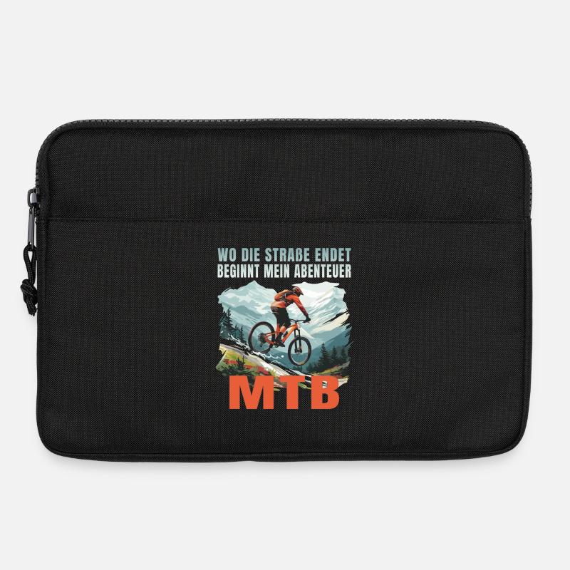 MTB: Wo die Straße endet beginnt mein Abenteuer - Laptoptasche 13" - Schwarz