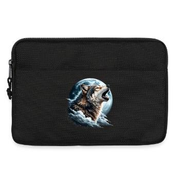 Le loup hurle à la pleine lune - Sacoche pour ordinateur portable 13 pouces - noir - Devant