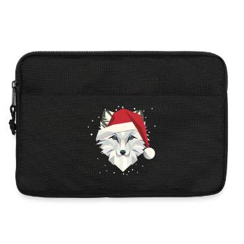 Funny arctic fox in festive Christmas design - Laptop bag 13" - black - Front