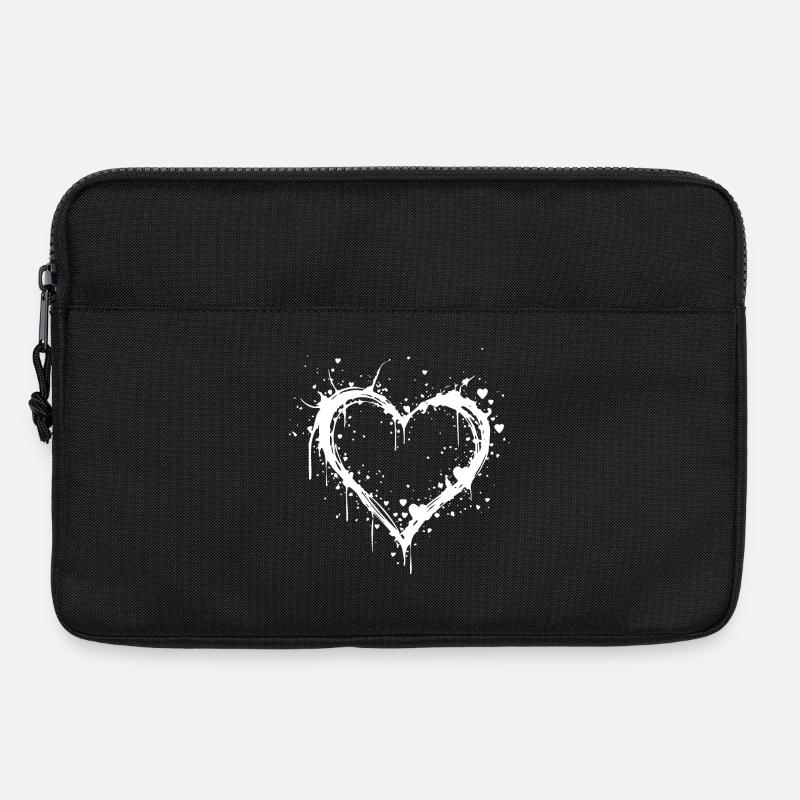 Minimalistisches weißes Herz-Design - Laptoptasche 13" - Schwarz