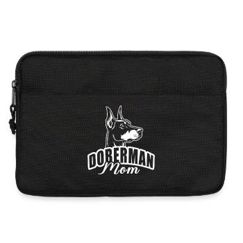 « Doberman Mom » avec tête de chien - Sacoche pour ordinateur portable 13 pouces - noir - Devant
