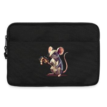 Niedliche Maus mit Steckenpferd im Polygon-Stil - Laptoptasche 13" - Schwarz - Vorne