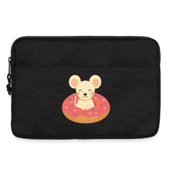 Souris qui rit en beignet – Motif de bonne humeur douce - Sacoche pour ordinateur portable 13 pouces - noir - Devant