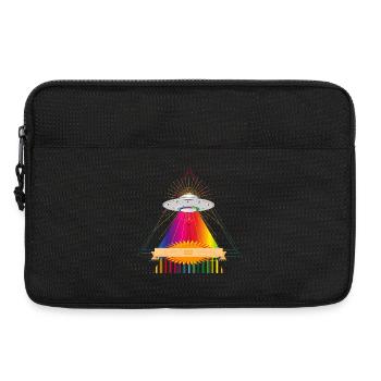 UFO über einem leuchtenden Regenbogendreieck - Laptoptasche 13" - Schwarz - Vorne