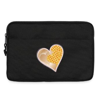 Heart waffles with powdered sugar and lace rim - Laptop bag 13" - black - Front