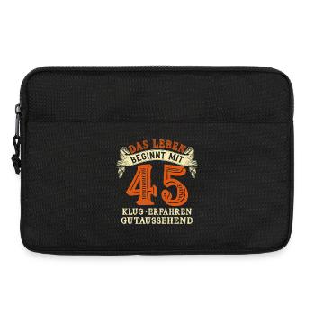 Das Leben beginnt mit 45 zum 45. Geburtstag - Laptoptasche 13" - Schwarz - Vorne