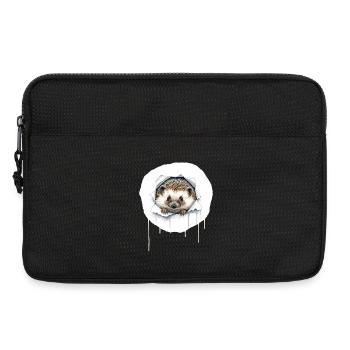 Süßer Igel Guckt aus Riss  - Laptoptasche 13" - Schwarz - Vorne