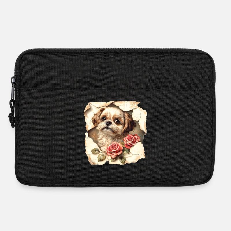Shih Tzu Blumen - Laptoptasche 13" - Schwarz