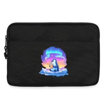 Aurora-Pinguin mit Getränk - Laptoptasche 13" - Schwarz - Vorne