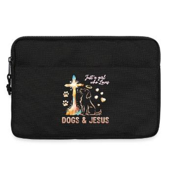 Hunde Liebe Jesus Lichtkreuz - Laptoptasche 13" - Schwarz - Vorne
