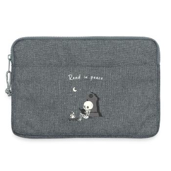 Read in Peace – Skelett am Feuer - Laptoptasche 13" - Grau meliert - Vorne