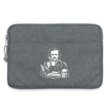 Edgar Allan Poe Coffee Study with Skull - Laptop bag 13" - heather grey - Front