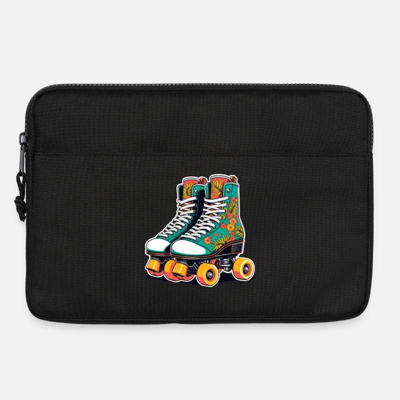 Floral Flair Roller Skates Teal - Laptop bag 13" - black