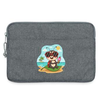 Scarabée de rivage avec glace et lunettes de soleil - Sacoche pour ordinateur portable 13 pouces - gris chiné - Devant