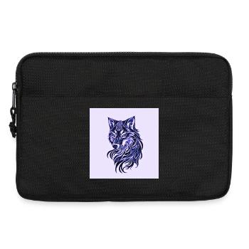 Wolfs Linienkunst in Blau - Laptoptasche 13" - Schwarz - Vorne