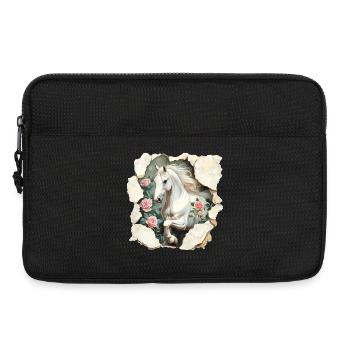 Pferd mit Rosen - Laptoptasche 13" - Schwarz - Vorne