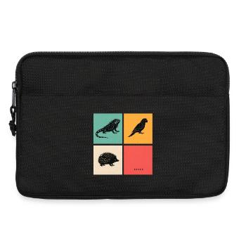 Drôle de design de grille d’animaux exotiques drôles - Sacoche pour ordinateur portable 13 pouces - noir - Devant