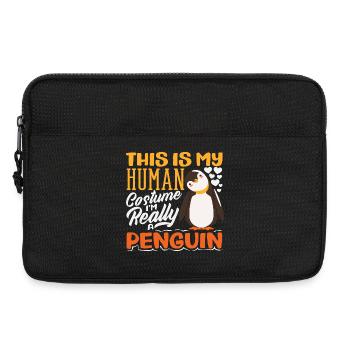 Pingouin mignon - Cadeau pour l’amoureux des manchots - Sacoche pour ordinateur portable 13 pouces - noir - Devant