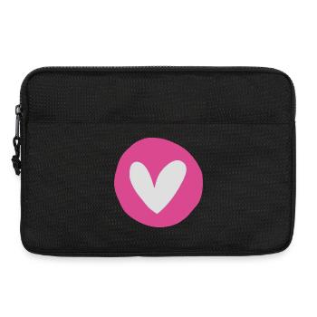 Emblème du cœur rose sur fond rose circulaire - Sacoche pour ordinateur portable 13 pouces - noir - Devant