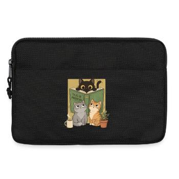 Retro Neugierige Lesekatze Graphic Book Lover Cat - Laptoptasche 13" - Schwarz - Vorne