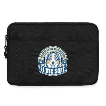 Ich gehe nicht mit meinem Hund spazieren, er geht mit mir raus. - Laptoptasche 13" - Schwarz - Vorne