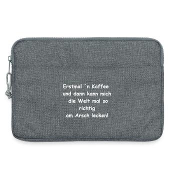 Café le matin - Sacoche pour ordinateur portable 13 pouces - gris chiné - Devant