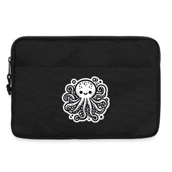 Krake Octopus weiß Sticker - Laptoptasche 13" - Schwarz - Vorne