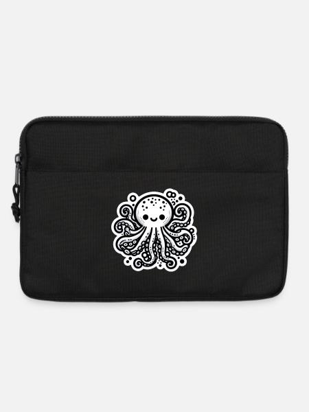 Krake Octopus weiß Sticker - Laptoptasche 13" - Schwarz