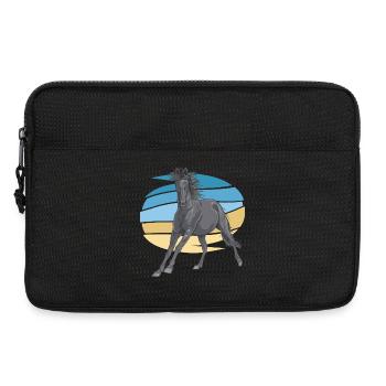 Grauer Pferd im Sunset-Schwung - Laptoptasche 13" - Schwarz - Vorne