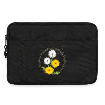 Dandelions and yellow dandelion flowers in the frame - Laptop bag 13" - black - Front