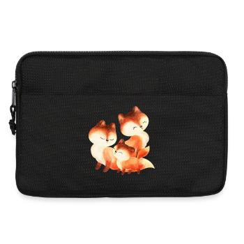 Peinture à l’aquarelle de la famille Red Fox - Sacoche pour ordinateur portable 13 pouces - noir - Devant