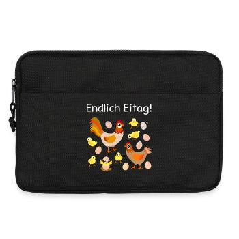 endlich Eitag, Eier, Hühner, Küken, Henne, Hahn - Laptoptasche 13" - Schwarz - Vorne