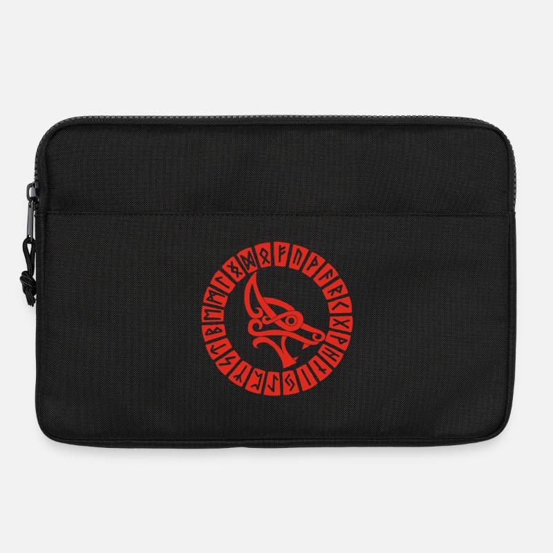Roter Wolf und Wikingerrunen - Laptoptasche 13" - Schwarz