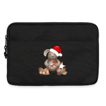 lapin doré pour Noël avec chapeau de Noël - Sacoche pour ordinateur portable 13 pouces - noir - Devant