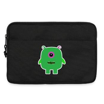 Grüner Zyklop-Monster | Niedlicher quadratischer Alien - Laptoptasche 13" - Schwarz - Vorne