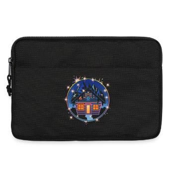 kleine verschneite Hütte in den Bergen im Winter - Laptoptasche 13" - Schwarz - Vorne