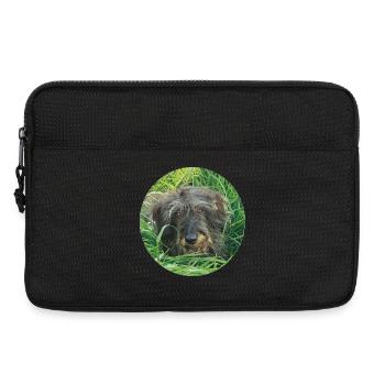 Cute wire-haired dachshund lifelike - dachshund - Laptop bag 13" - black - Front